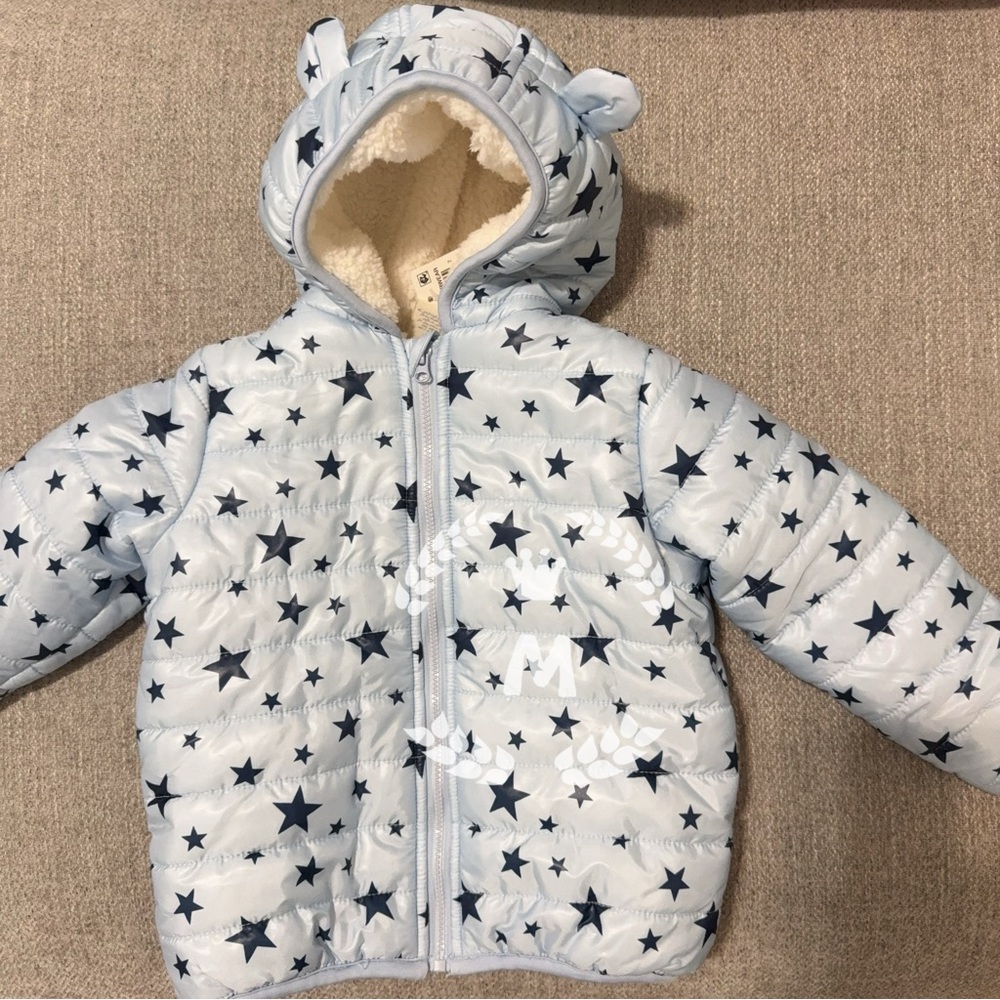 First Impressions Boys Hooded Bear Stars Jacket Outwear Frozen Blue Size:24 Mons
